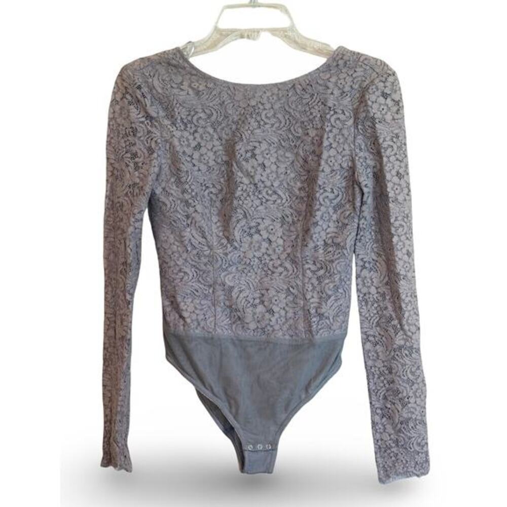 Revolve TJD The Jetset Diaries Bodysuit Long-Sleeve Women's XS Grey‎ Lace NWT